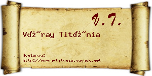 Váray Titánia névjegykártya